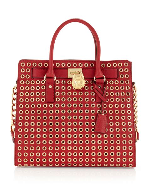 michael kors red hamilton purse|Michael Kors Hamilton large bag.